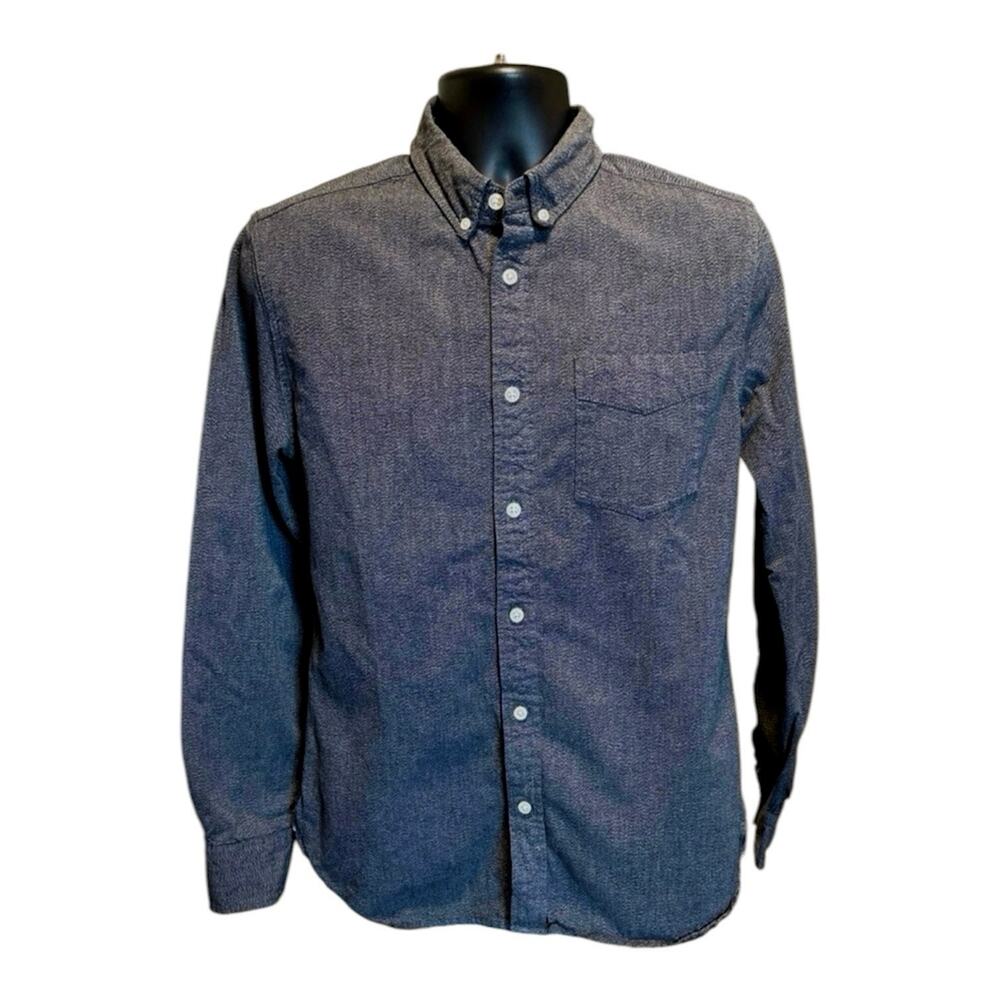 Flint and Tinder Men’s Size M Slim Fit Button Down Zlong Sleeve Shirt Navy Blue